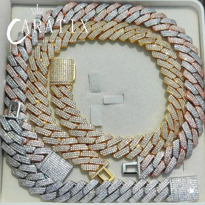 CARÁTIX – 20mm 3-Row Thick Cuban Link Chain Necklace | Bling Hip Hop Jewelry for Men