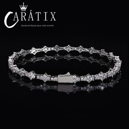 CARÁTIX - Hip Hop 6.5mm Spring Buckle Plane Tennis Chain Zircon Necklace Jewelry Women's Cross-border Men's Couple Bracelet / Necklace Valentine's Day Gift for Men & Girls & Boys Mothers' Day Gift #Springtok