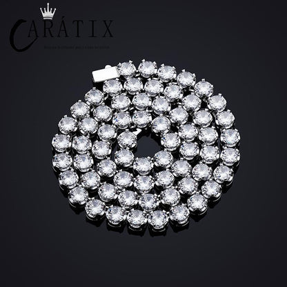 CARÁTIX - Hip Hop 4 Claws Setting Round CZ Stone Bling Iced Out Tennis Link Chain Chokers Necklaces for Men Women Unisex Rapper Jewelry Valentine's Day Gift for Men & Girls & Boys Mothers' Day Gift #Springtok