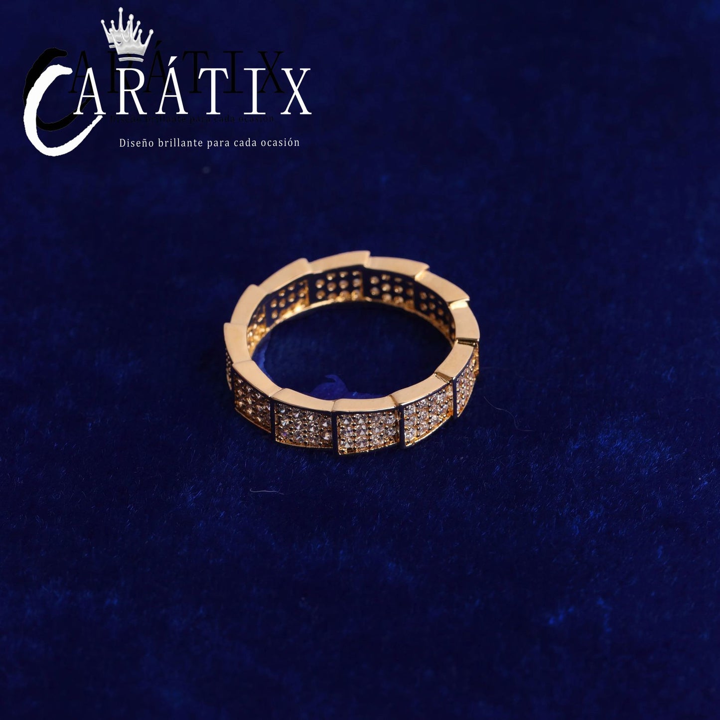 Caratix-Hip Hop Full Brick Snake Ring True Electroplating Simple Fashion Personality Hipster Ring High Quality Hip Hop Ring