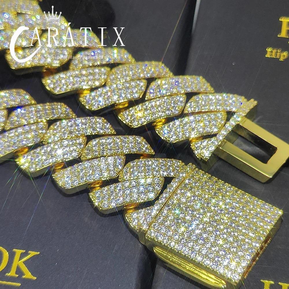CARÁTIX 25mm Iced Out Cuban Link Chain Necklace – CZ Prong Set Thick Hip Hop Bling Jewelry for Men | Rapper Gift