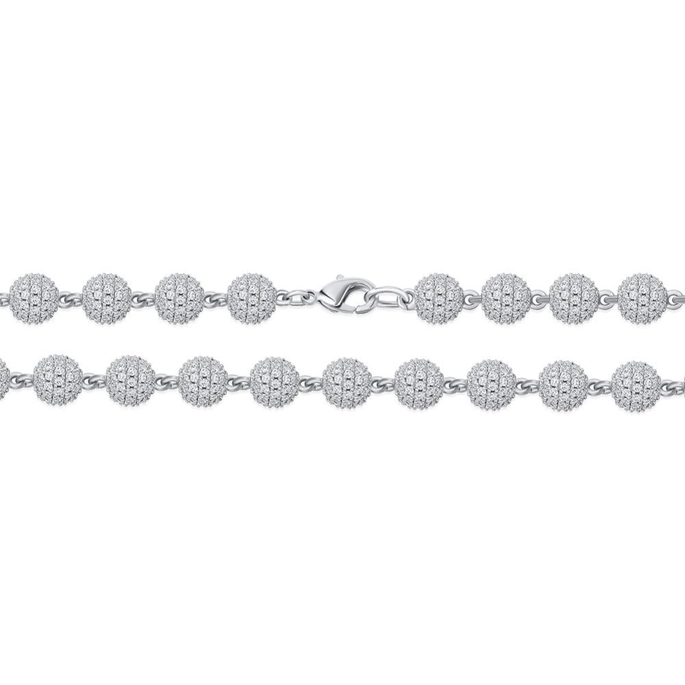 CARÁTIX 8mm Iced Out Beads Link Chain Necklace – CZ Hip Hop Bling Choker Jewelry for Men & Women | Rapper Gift