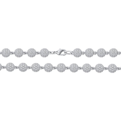 CARÁTIX 8mm Iced Out Beads Link Chain Necklace – CZ Hip Hop Bling Choker Jewelry for Men & Women | Rapper Gift