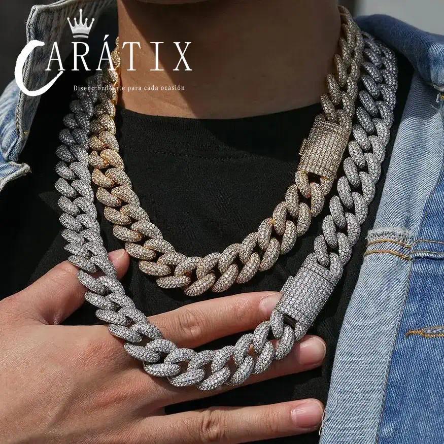 CARÁTIX - 14mm  Miami Cuban Chunky Link Chain Box Clasp Bling Cubic Zirconia Necklace for Her chain with large link Valentine's Day Gift for Men & Girls & Boys Mothers' Day Gift #Springtok