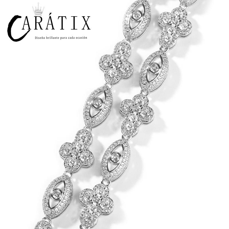CARÁTIX Eyes & Cross Link Chain | 5A+ CZ Iced Out Hip Hop Bracelet Necklace for Men