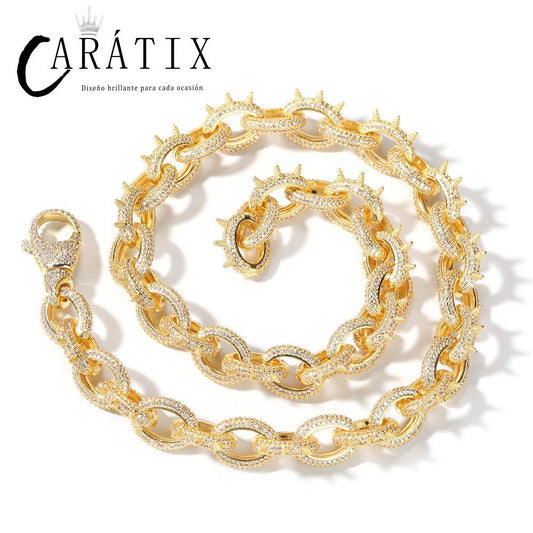 CARÁTIX Rivet O Link Chain | AAA+ CZ Iced Out Hip Hop Necklace for Men