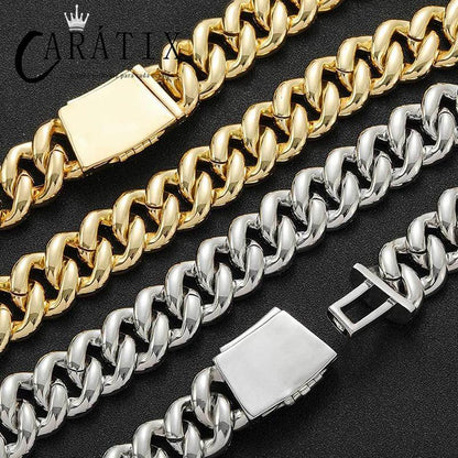 CARÁTIX 15mm / 20mm Iced Out Cuban Link Chain Necklace – 3A+ CZ Heavy Round Hip Hop Bling Jewelry for Men | Rapper Gift