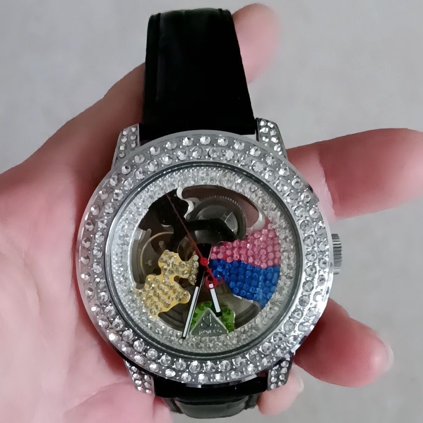 Luxury Mechanical Iced Out Watch Big Face Leather | Caratix