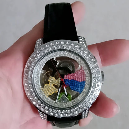 Luxury Mechanical Iced Out Watch Big Face Leather | Caratix