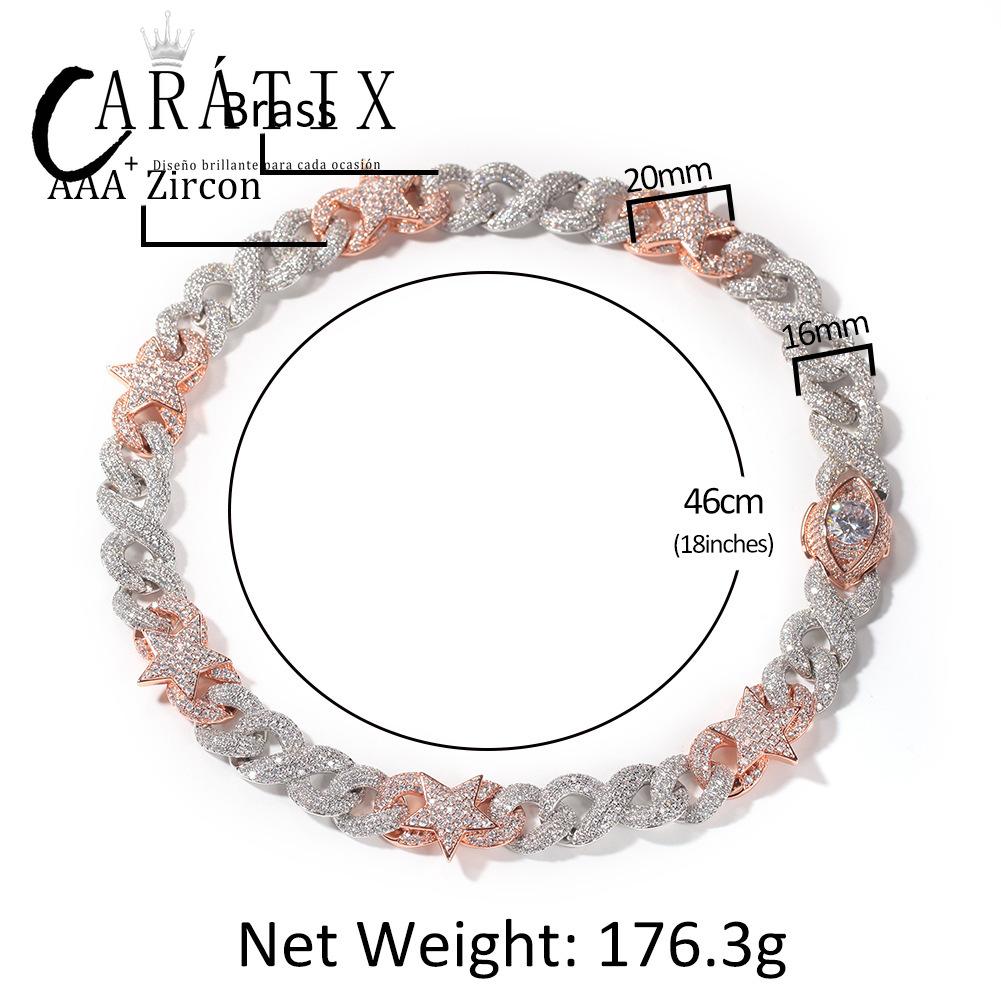 CARÁTIX Star Eyes Infinity Cuban Link Chain Necklace – 5A+ CZ Iced Out Hip Hop Bling Jewelry for Men | Claw Setting Rapper Gift