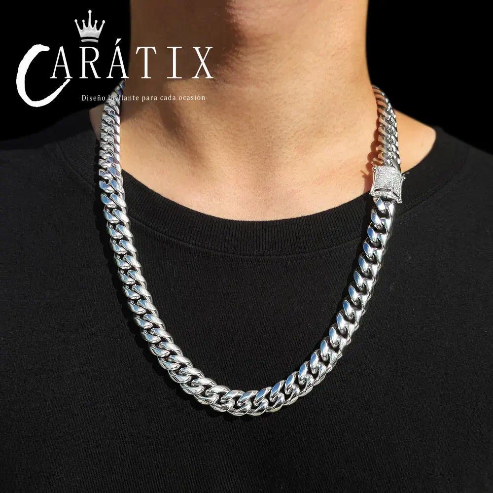 CARÁTIX – 12mm Miami Cuban Curb Link Chain Necklace | 316L Stainless Steel Trendy Jewelry for Men & Women