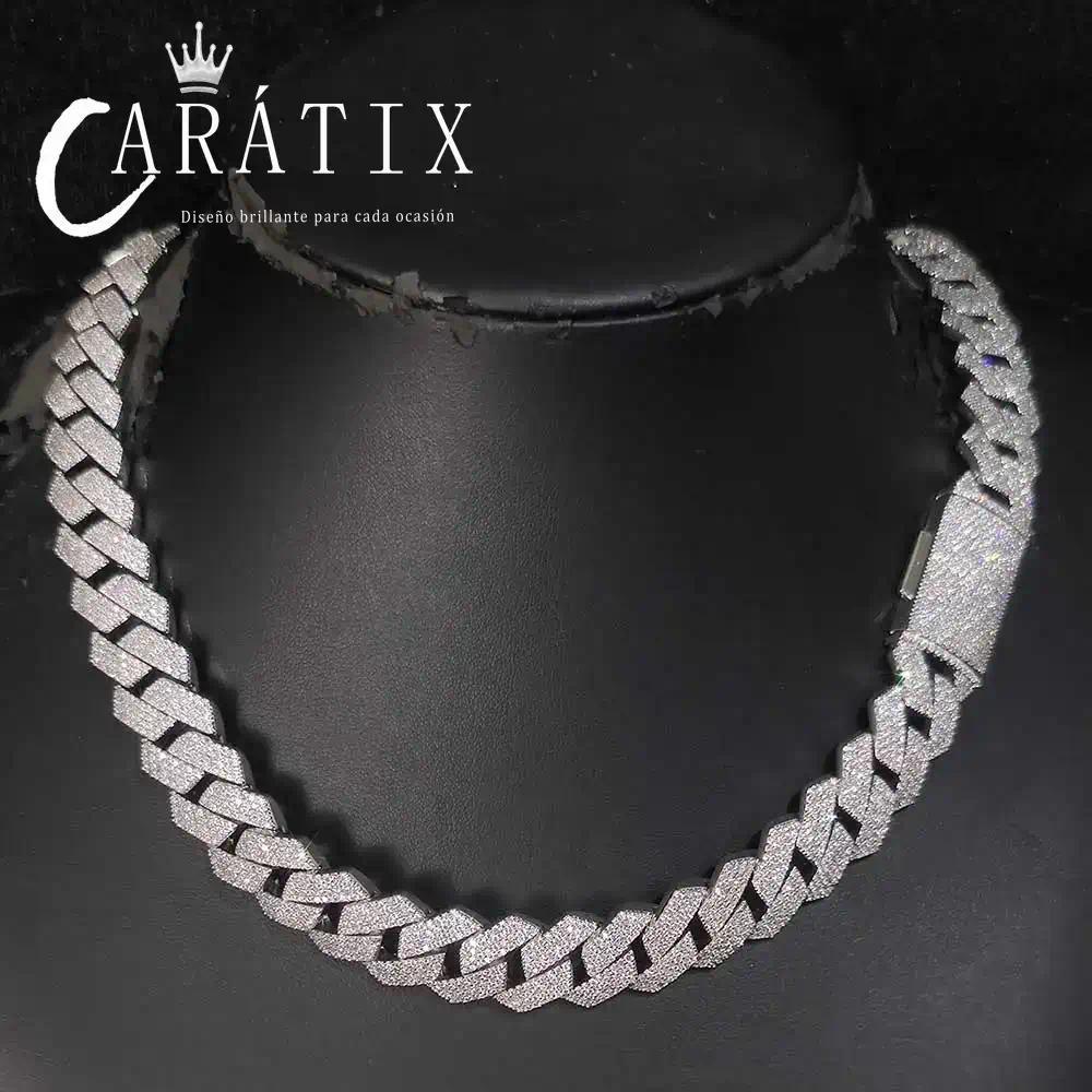 CARÁTIX -  15mm 4 Rows Cuban Chain Necklace White   Cz Prong Necklace  Cuban Link Chain For Men Valentine's Day Gift for Men & Girls & Boys Mothers' Day Gift #Springtok