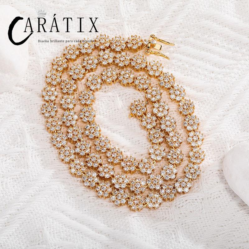 CARÁTIX Flower Tennis Chain | Iced Out Hip Hop Necklace for Men & Women