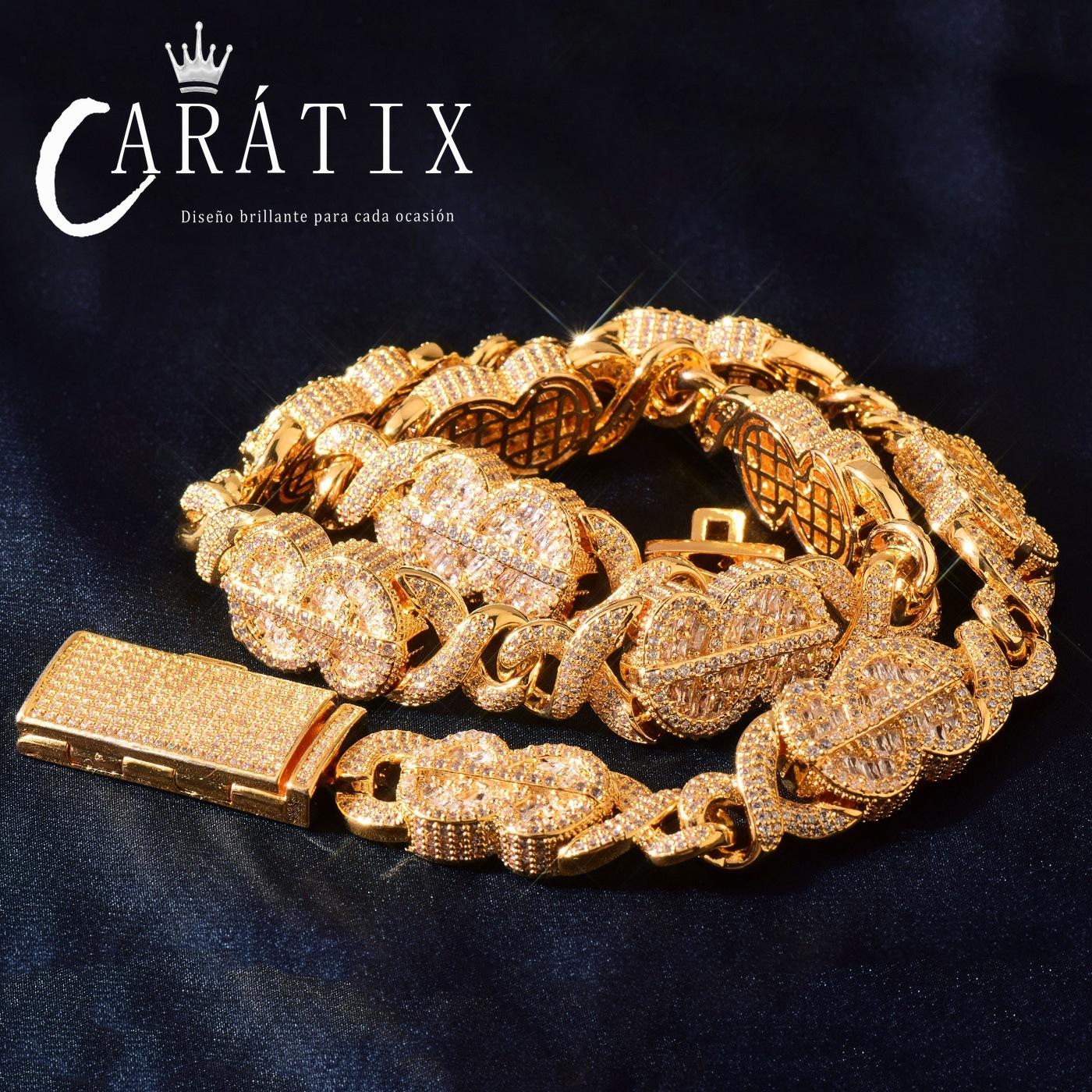CARÁTIX Infinite Golden Chain Necklace – Iced Out Hip Hop Chino Link Jewelry for Men | Versatile Multi-Size Design