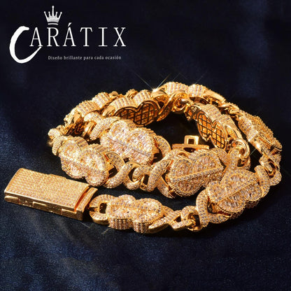 CARÁTIX Infinite Golden Chain Necklace – Iced Out Hip Hop Chino Link Jewelry for Men | Versatile Multi-Size Design