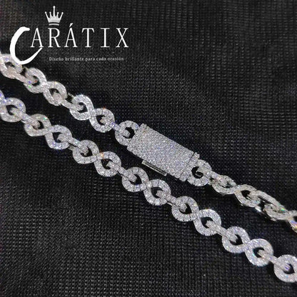 CARÁTIX – 6mm Infinity 8-Character Cuban Link Necklace | Paved Crystal Bling Jewelry for Men & Women
