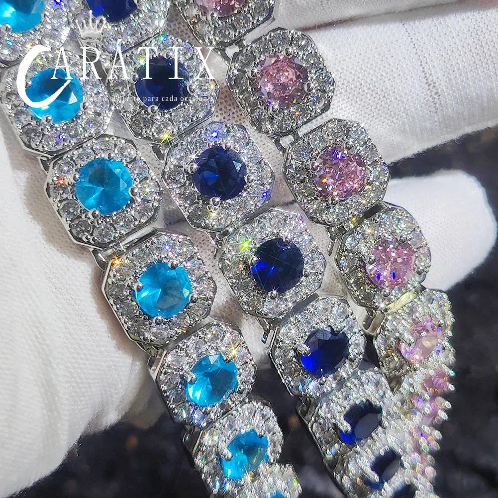 CARÁTIX - New Brass Colorful 12mm Cubic Zirconia Choker Cuban Link Necklace Men  Clustered Tennis Chain Valentine's Day Gift for Men & Girls & Boys Mothers' Day Gift #Springtok