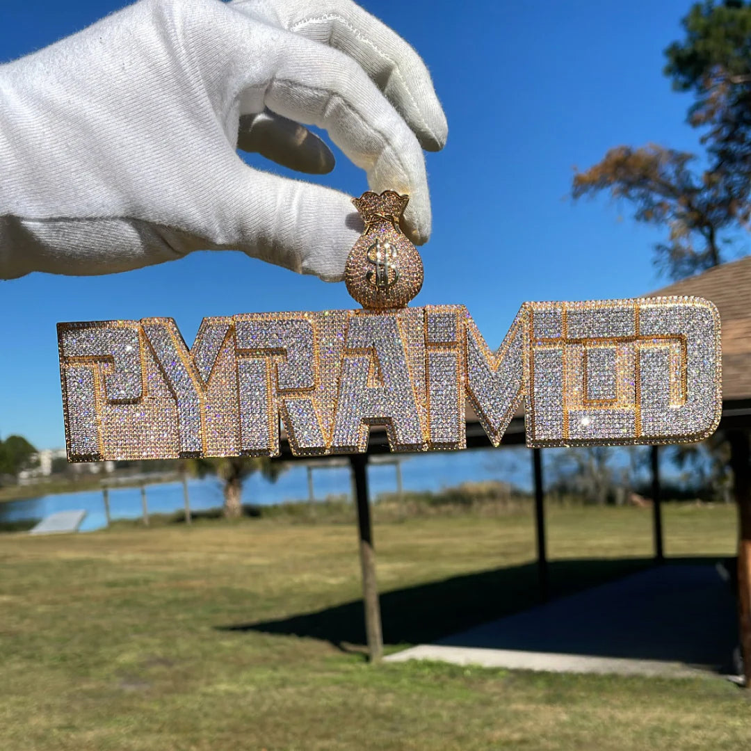 Money Bag Bail Two Layers Iced Out Personalized Custom Name Necklace Pendant – Luxury Hip Hop Jewelry for Men & Women