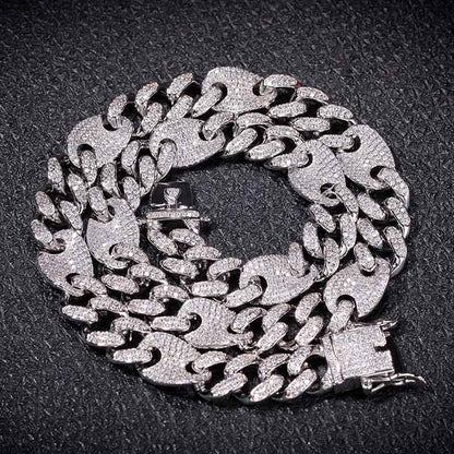 CARÁTIX 13mm Prong Cuban Chain | White AAA CZ Iced Out Hip Hop Necklace for Men