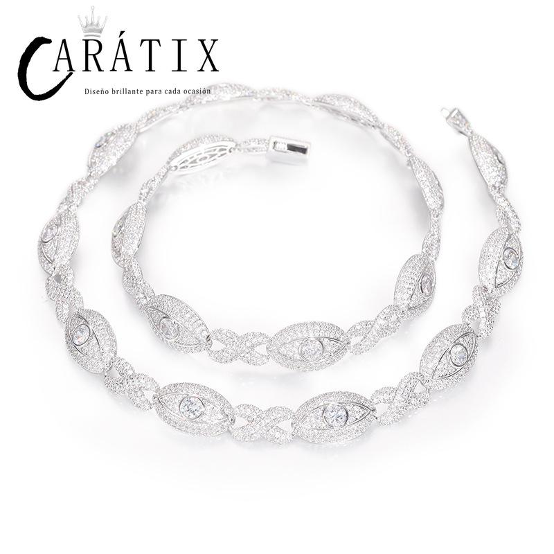 CARÁTIX 5A+ CZ Iced Out Eyes Cuban Link Chain Necklace – Infinity Hip Hop Bling Jewelry for Men & Women | Unisex Rapper Gift