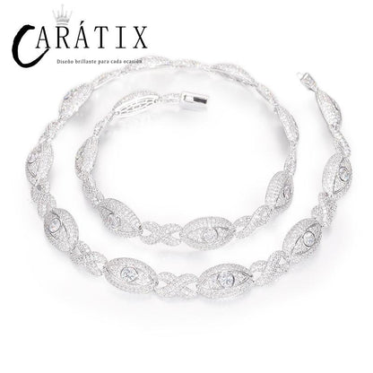 CARÁTIX 5A+ CZ Iced Out Eyes Cuban Link Chain Necklace – Infinity Hip Hop Bling Jewelry for Men & Women | Unisex Rapper Gift