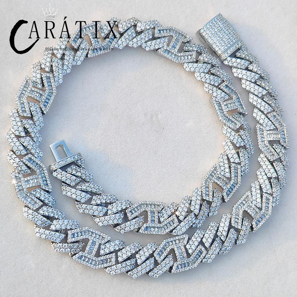 CARÁTIX Chunky Rhombus Cuban Link Chain Necklace – Micro Pave Iced Out Zircon Pig Nose Hip Hop Jewelry for Men & Women | Gift