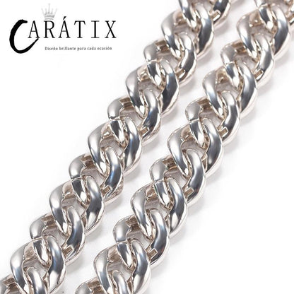 CARÁTIX Solid Cuban Link Chain | AAA CZ Iced Out Hip Hop Necklace for Men