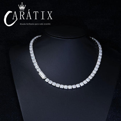 CARÁTIX -  7mm Tennis Chain Long Clasp Necklace Bling Zircon Cluster   Choker For Women Valentine's Day Gift for Men & Girls & Boys Mothers' Day Gift #Springtok
