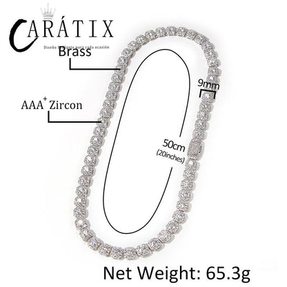 CARÁTIX - Hip Hop AAA+ Cubic Zirconia Paved Bling Iced Out 9mm Tennis Link Chain  Chokers Necklaces for Men Women Unisex Rapper Jewelry Valentine's Day Gift for Men & Girls & Boys Mothers' Day Gift #Springtok