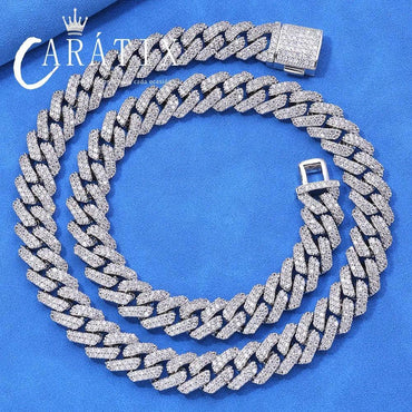 CARÁTIX 12MM 2-Row Miami Cuban Chain Necklace – Copper & CZ Iced Out Hip Hop Jewelry for Men & Women