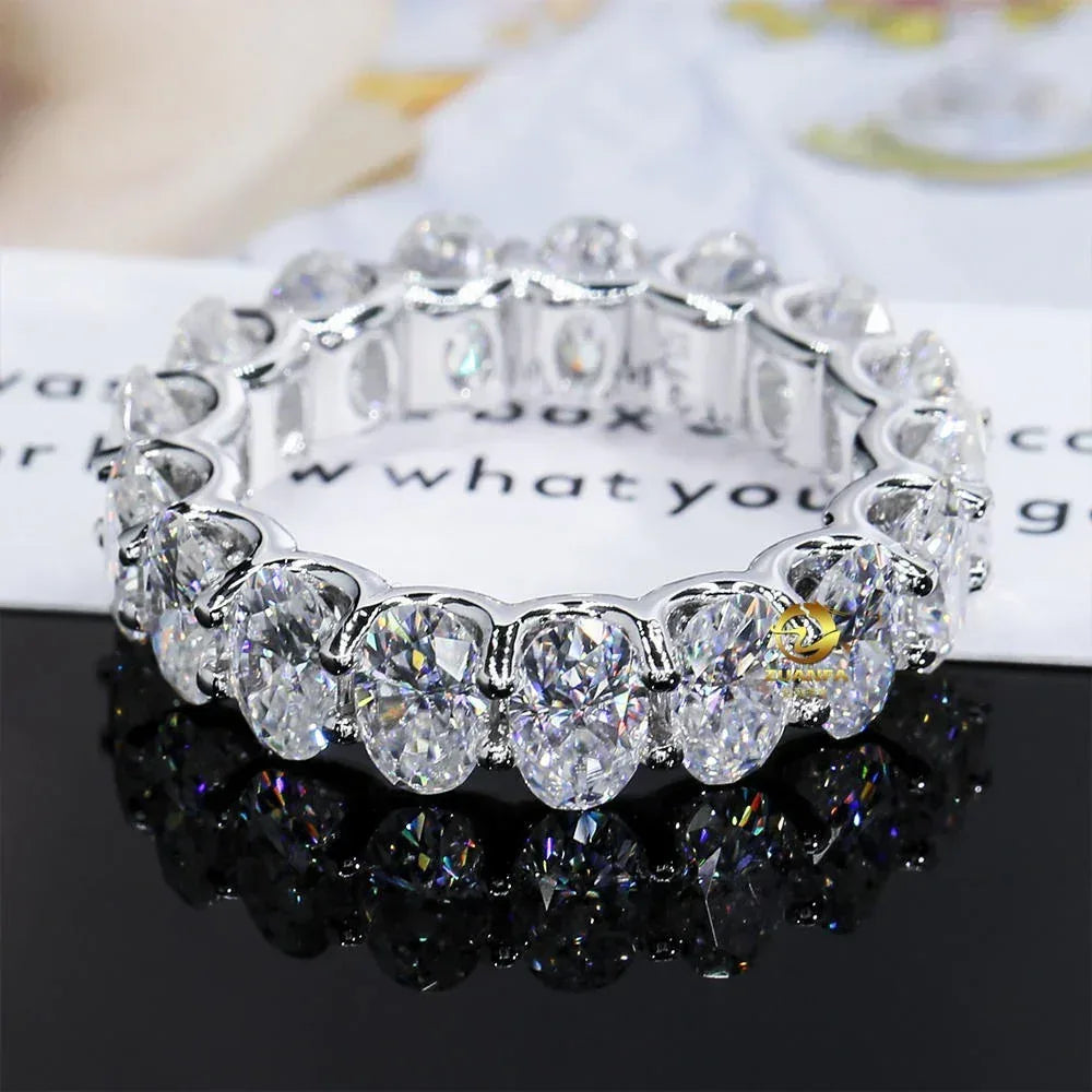 VVS Oval Moissanite Ring | S925 Silver Unisex Iced Out Hip Hop Fashion Jewelry - CaratixJewelry