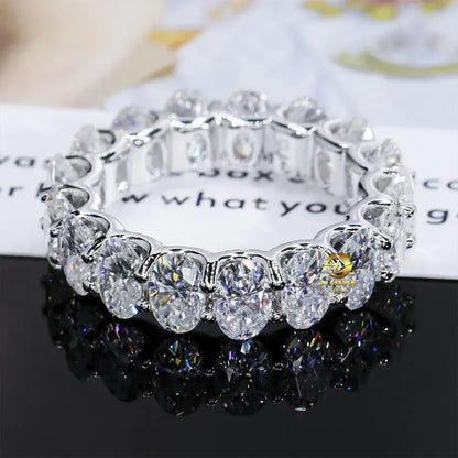 VVS Oval Moissanite Ring | S925 Silver Unisex Iced Out Hip Hop Fashion Jewelry - CaratixJewelry