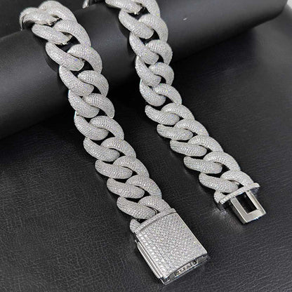CARÁTIX - 25Mm  Miami Cuban Chain Bling Zircon Jewelry Zircon   Thick Link Necklace Valentine's Day Gift for Men & Girls & Boys Mothers' Day Gift #Springtok
