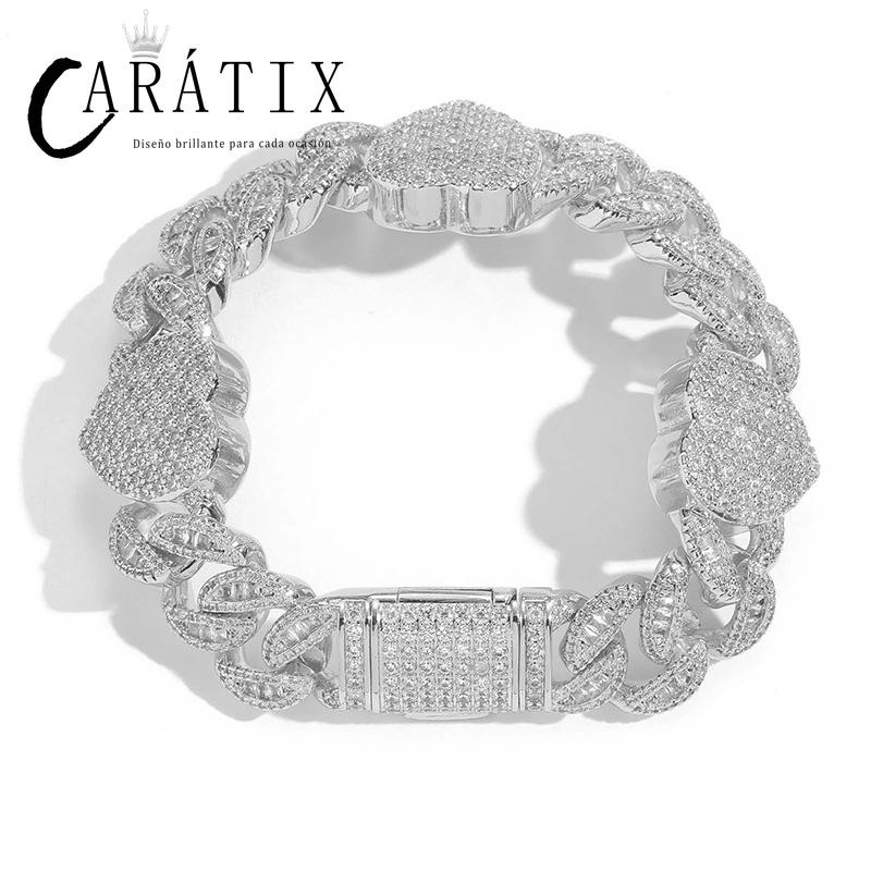 CARÁTIX Hearts Cuban Chain | 5A+ CZ Iced Out Hip Hop Necklace for Men