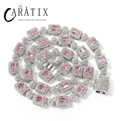 CARÁTIX Full CZ Tennis Chain | Iced Out Square & Round Link Hip Hop Necklace for Men & Women