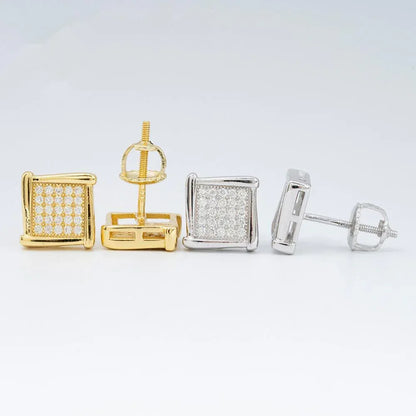 S925 Silver Square D Color Moissanite Inspired Stud Earrings - CaratixJewelry