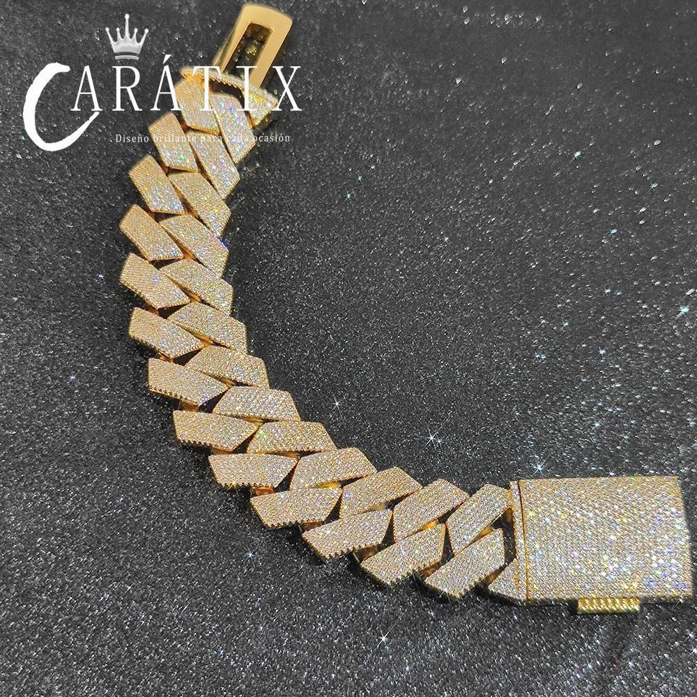 CARÁTIX 25MM 6-Row Cuban Chain Necklace – Thick CZ Prong Hip Hop Jewelry for Men & Women