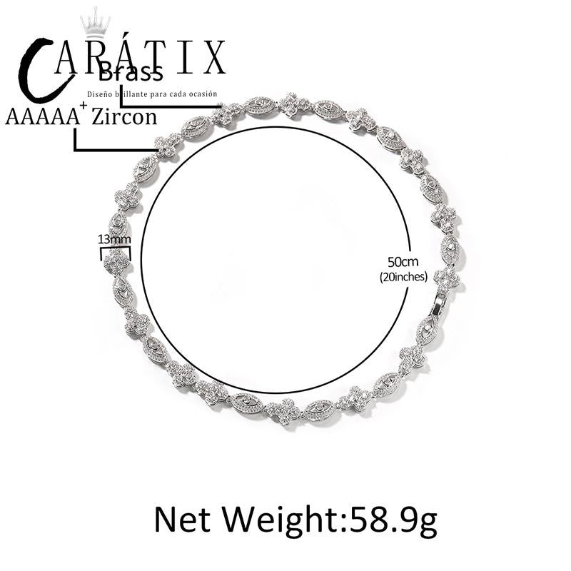 CARÁTIX Eyes & Cross Link Chain | 5A+ CZ Iced Out Hip Hop Bracelet Necklace for Men