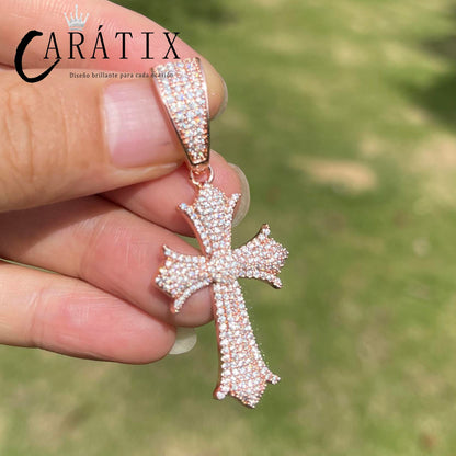 CARÁTIX Iced Out Cross Pendant Necklace – CZ Hip Hop Jewelry for Women & Men