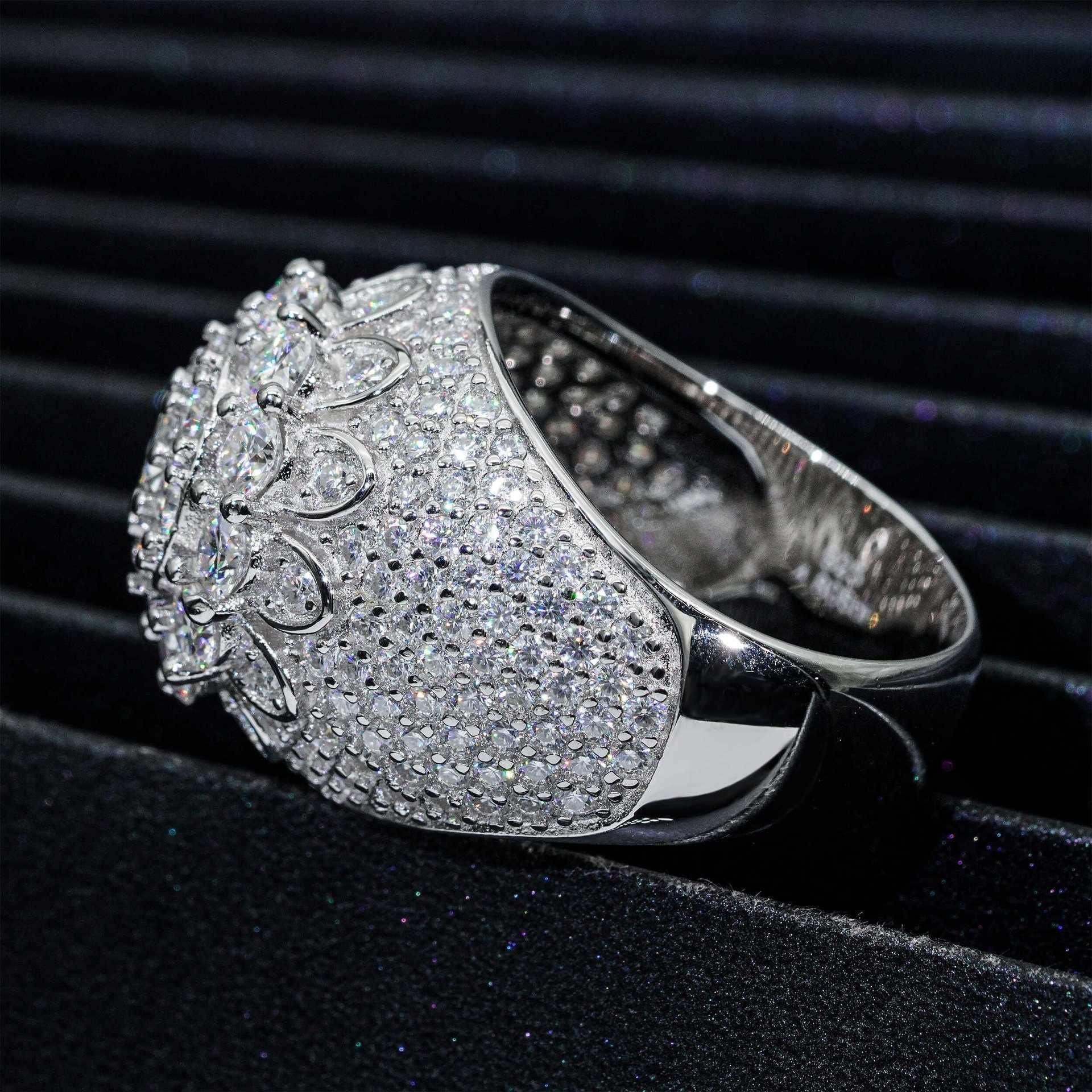 Men’s Moissanite Mini-Iced Ring | S925 Silver Full Iced Out Hip Hop Jewelry - CaratixJewelry