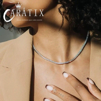 CARÁTIX - 4mm Non Fading Stainless Steel Can Get Wet Tennis Chain Necklace Luxury Jewelry For Women Valentine's Day Gift for Men & Girls & Boys Mothers' Day Gift #Springtok