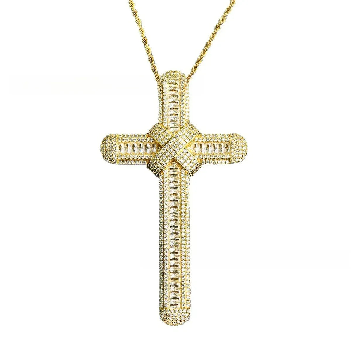 Massive Iced Out Oversized Cross Pendant | Men's Real Copper CZ Necklace - CaratixJewelry