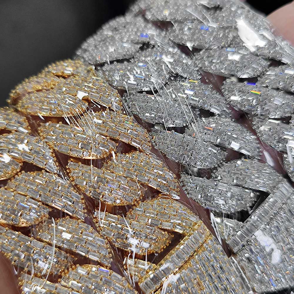 CARÁTIX - 24mm 4 Rows Rectangle Zircon Cuban Chain Necklace Bling  Cz Prong Necklace Thick Cuban Chain For Men Valentine's Day Gift for Men & Girls & Boys Mothers' Day Gift #Springtok