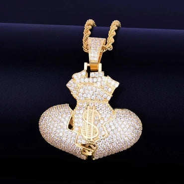 Men's Love Currency Necklace | Premium Copper CZ Dollar Sign Jewelry Caratix - CaratixJewelry