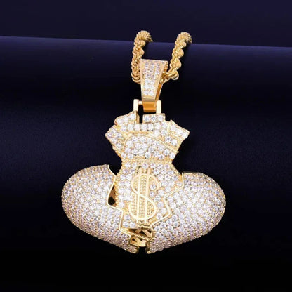 Men's Love Currency Necklace | Premium Copper CZ Dollar Sign Jewelry Caratix - CaratixJewelry