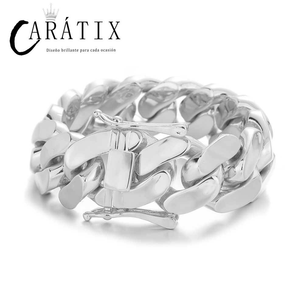 CARÁTIX 22MM Miami Cuban Link Chain Necklace – Brass Hip Hop Jewelry, Thick & Bold for Men & Women