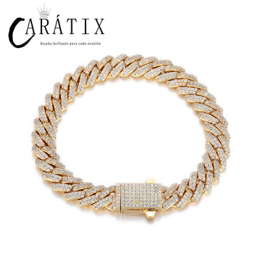 CARÁTIX – 8mm 2-Row Thin Cuban Link Chain Necklace | Cubic Zirconia Hip Hop Jewelry for Men & Women