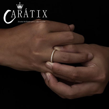 CARÁTIX Single-Row Zircon Couple Ring | Plated Unisex High Quality Hip Hop Jewelry