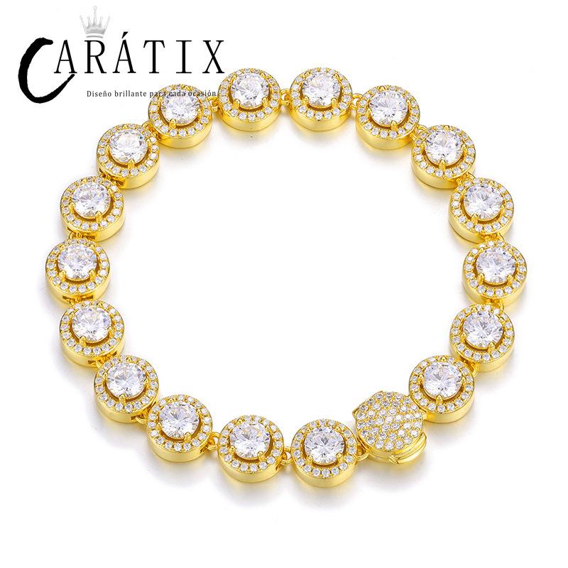 CARÁTIX - Hip Hop 3A+ CZ Stone Paved Bling Iced Out 1 Row Round CZ Stone Tennis Link Chain Necklaces for Men Rapper Jewelry Gift Valentine's Day Gift for Men & Girls & Boys Mothers' Day Gift #Springtok