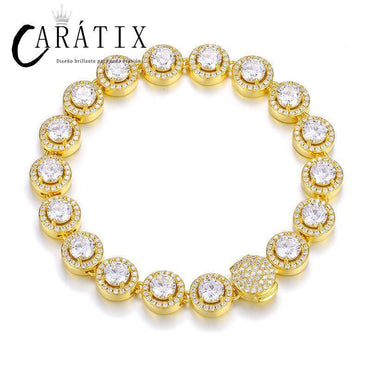 CARÁTIX Iced Out Round CZ Tennis Link Chain Necklace for Men - CaratixJewelry